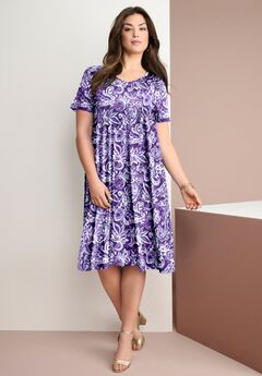 Plus Size Short Sleeve Sleeve Swing Dress