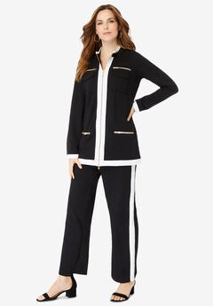 Side Stripe French Terry Pull On Pant Set