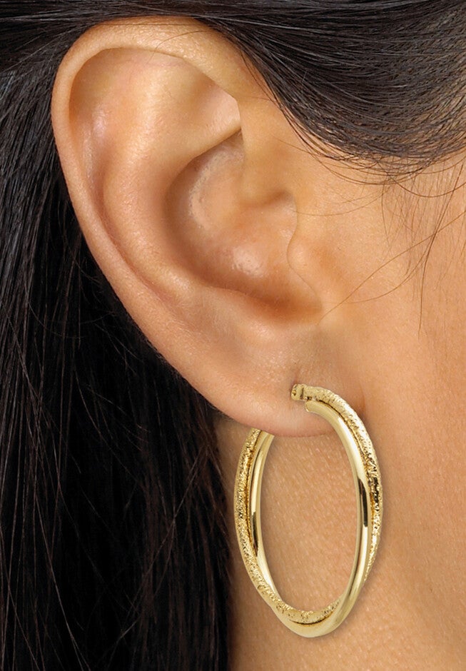 Rose Ion-Plated And Gold Ion-Plated Stainless Steel Hoop Earrings Set, , alternate image number 2