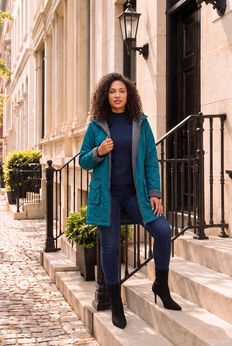 Plus Size Hooded Nylon Jacket