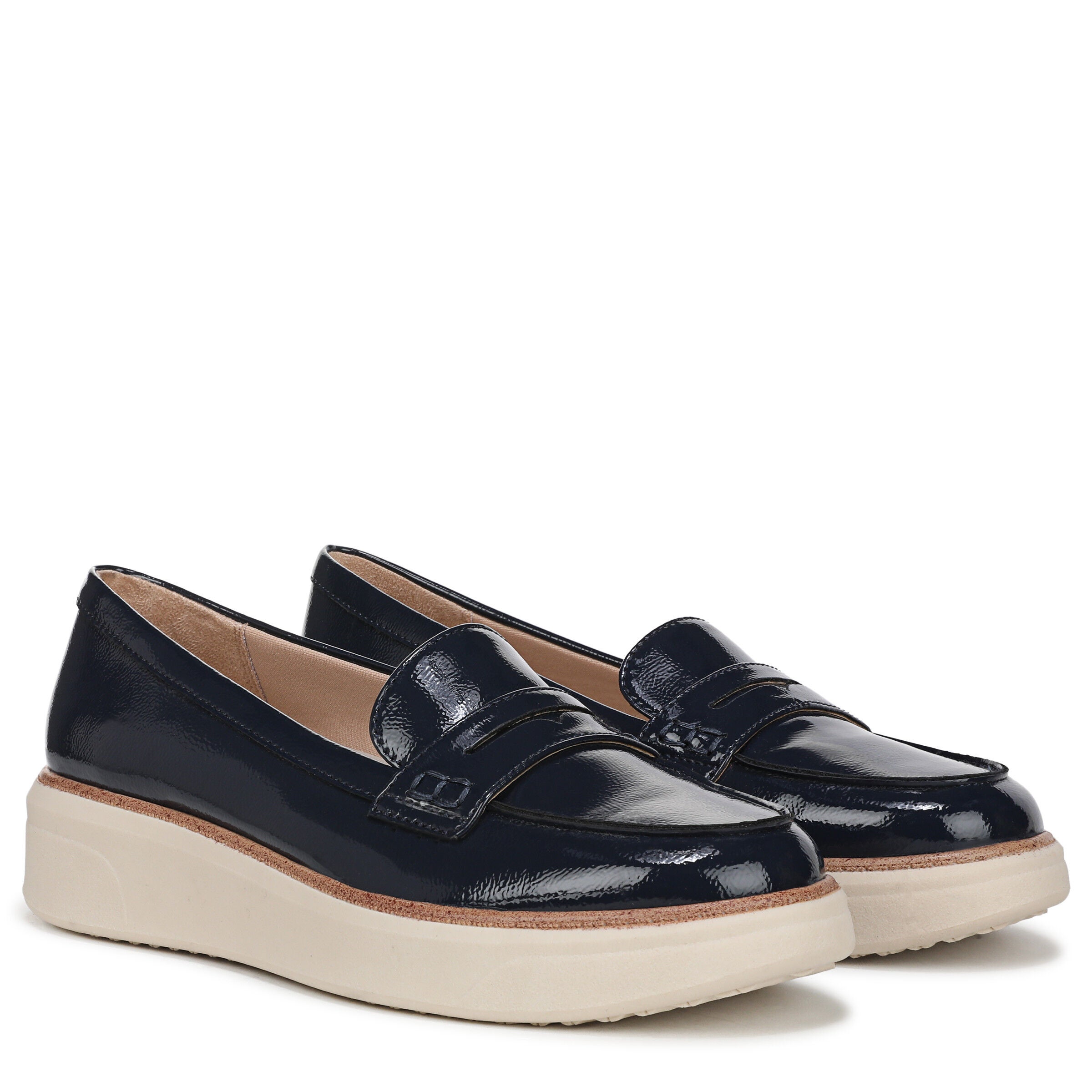 Chelsea Platform Flat, LUX NAVY LEATHER, alternate image number 2