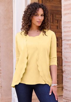 Scalloped Cardigan and Tank Set