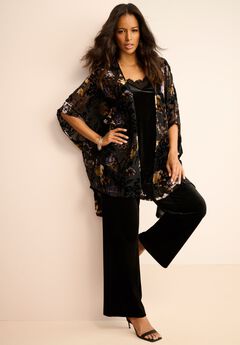 Plus Size Burnout Velvet Kimono