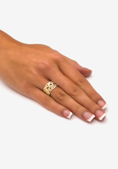 Yellow Gold-Plated Sterling Silver Scroll Design Band Ring (11Mm) Jewelry, , alternate image number null