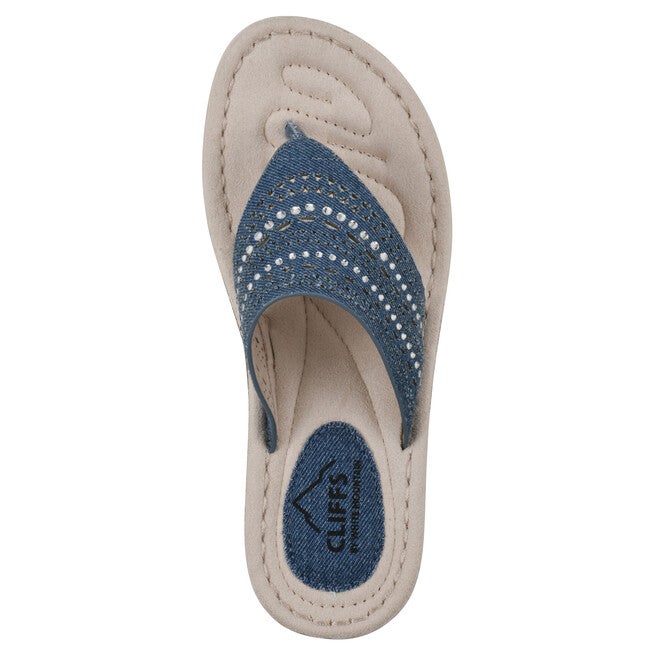 Comate Thong Sandal, BLUE DENIM FABRIC, alternate image number 4