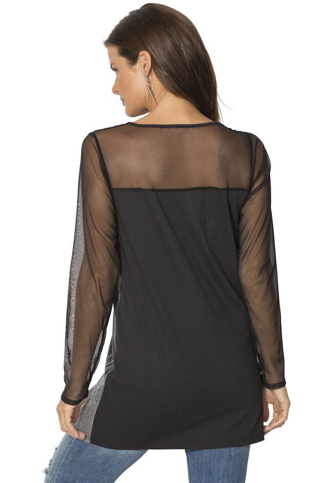 Illusion Mesh Sequin Tunic, , on-hover image number 1