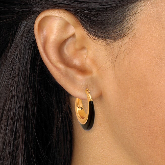 Yellow Gold Ion-Plated Eclipse 2-Set Hoop Earrings, YELLOW, alternate image number 2