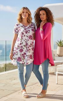 Plus Size Ultra Drape V-Neck Swing Tunic Top