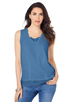 Lace Trim Satin Tank