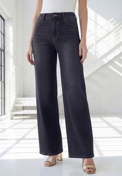 Plus Size 360º Stretch 5-Pocket Wide-Leg Jean