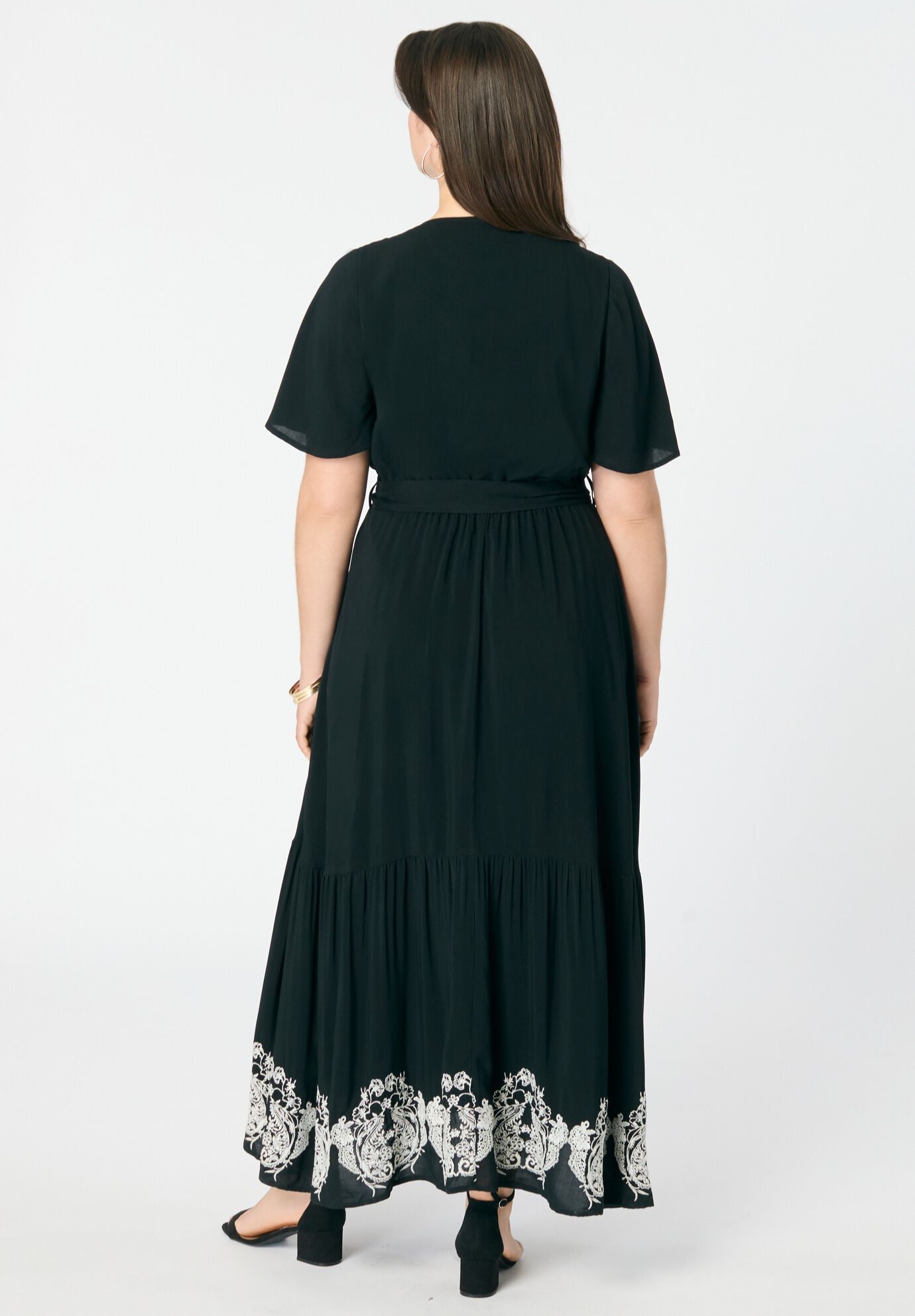 Embroidered Maxi Dress, BLACK IVORY EMBROIDERY, alternate image number 2