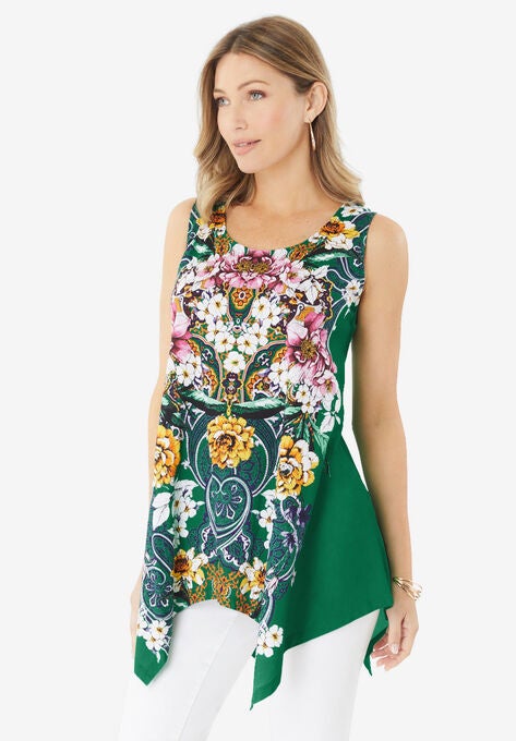 Handkerchief-Hem Tunic Tank, , alternate image number null