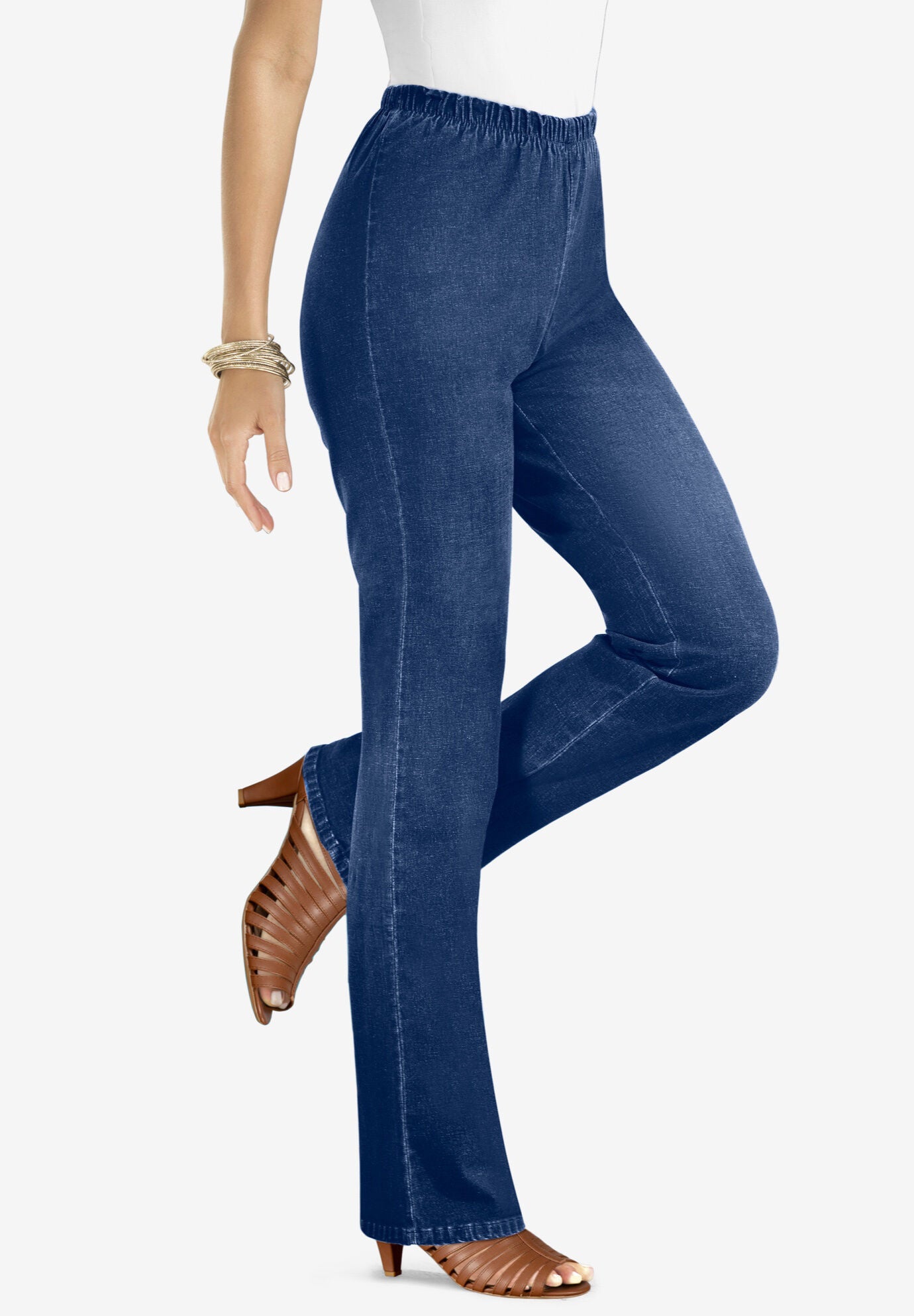 women's plus size pull on stretch jeans