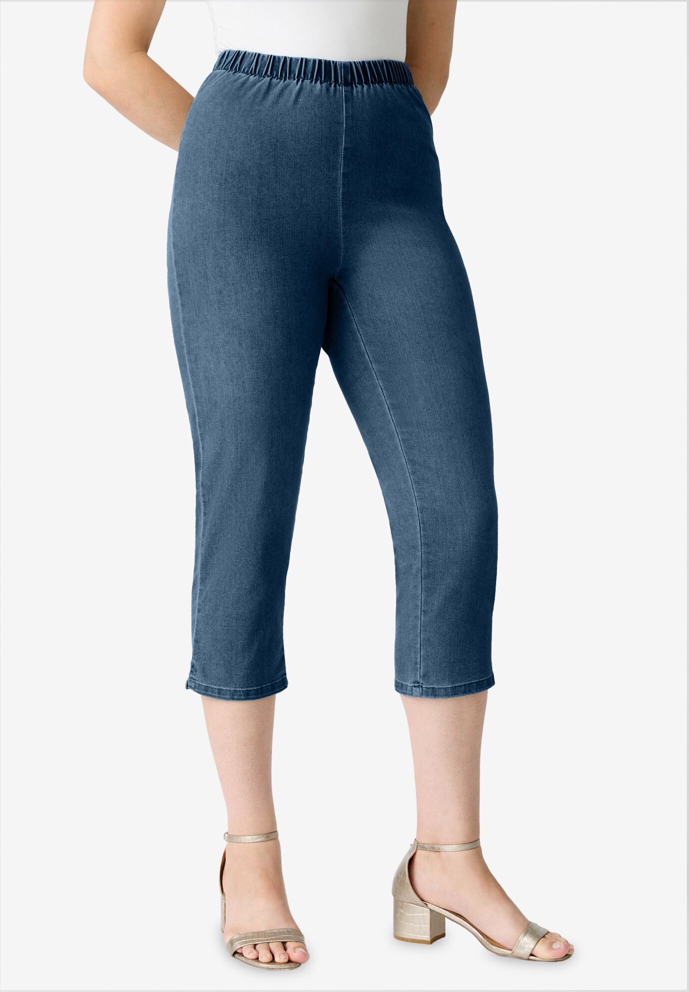 Roaman's Plus Size Bootcut Jeans For Women – Dark Wash With Invisible Stretch Waist – No Back Gap! - View #10