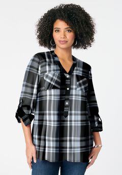 Plaid Henley Tunic