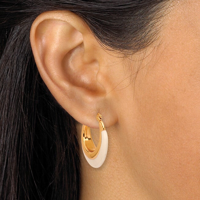 Yellow Gold Ion-Plated Eclipse 2-Set Hoop Earrings, YELLOW, alternate image number 3