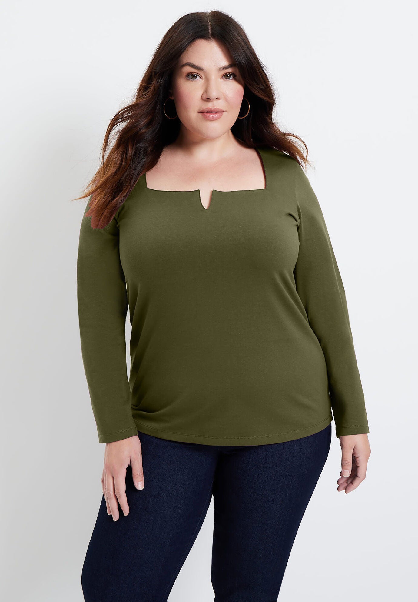 Split-Neck Long-Sleeve One + Only Tee, , alternate image number 4