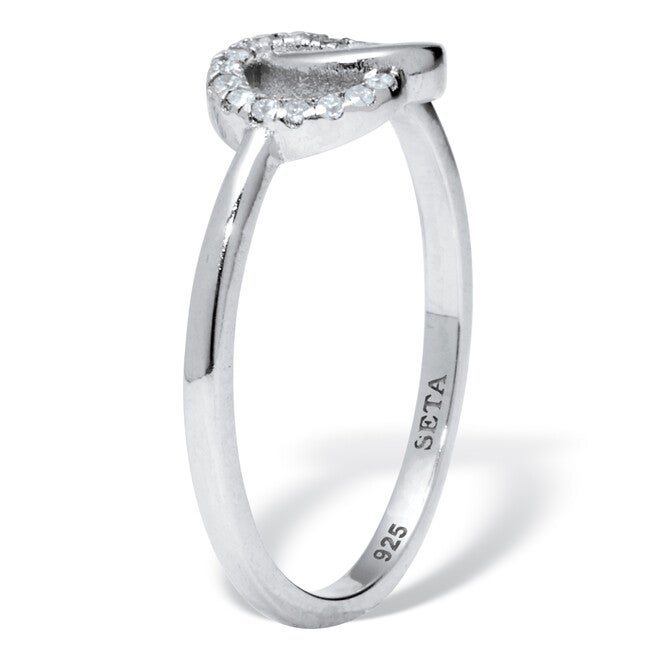 0.07 TCW Round Cubic Zirconia Sterling Silver Eternity Circles Ring, WHITE, on-hover image number 1