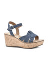 White Mountain Simple Wedge Sandal, DENIM BLUE FABRIC, hi-res image number null