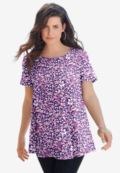 Plus Size Cotton Ultimate Swing Tee with Keyhole Back