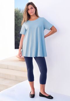 Plus Size Ultimate Cotton Crewneck Short Sleeve Swing Tee