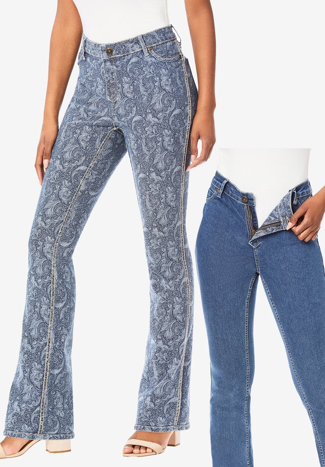 Reversible Printed Bootcut Jean | Roaman's