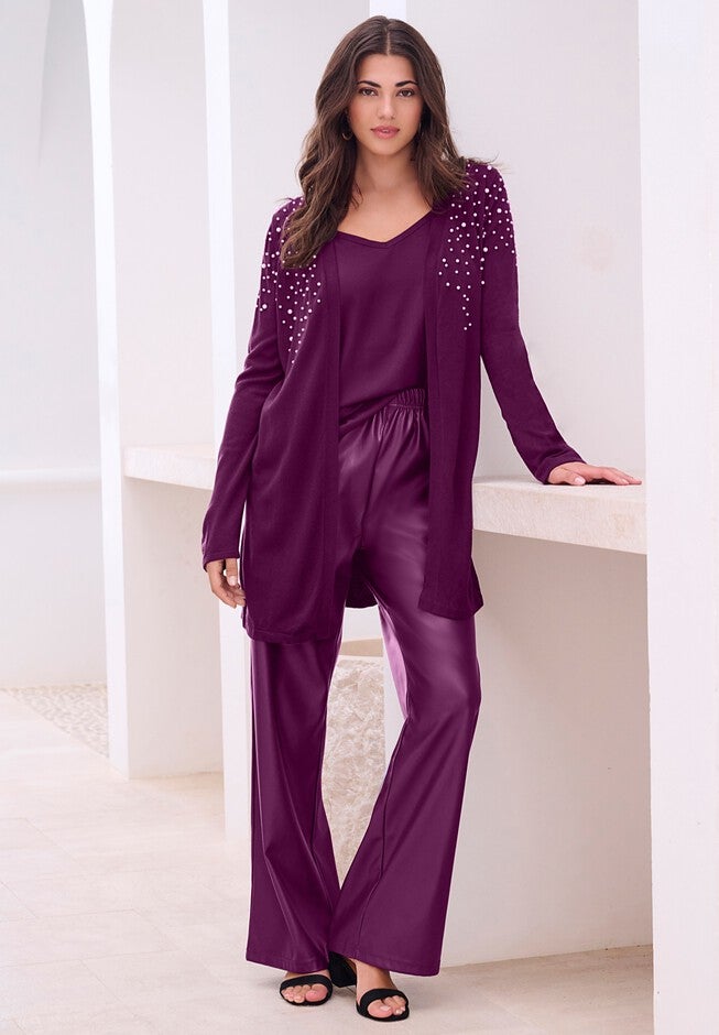 Wide-Leg Faux Leather Pant, , alternate image number 3
