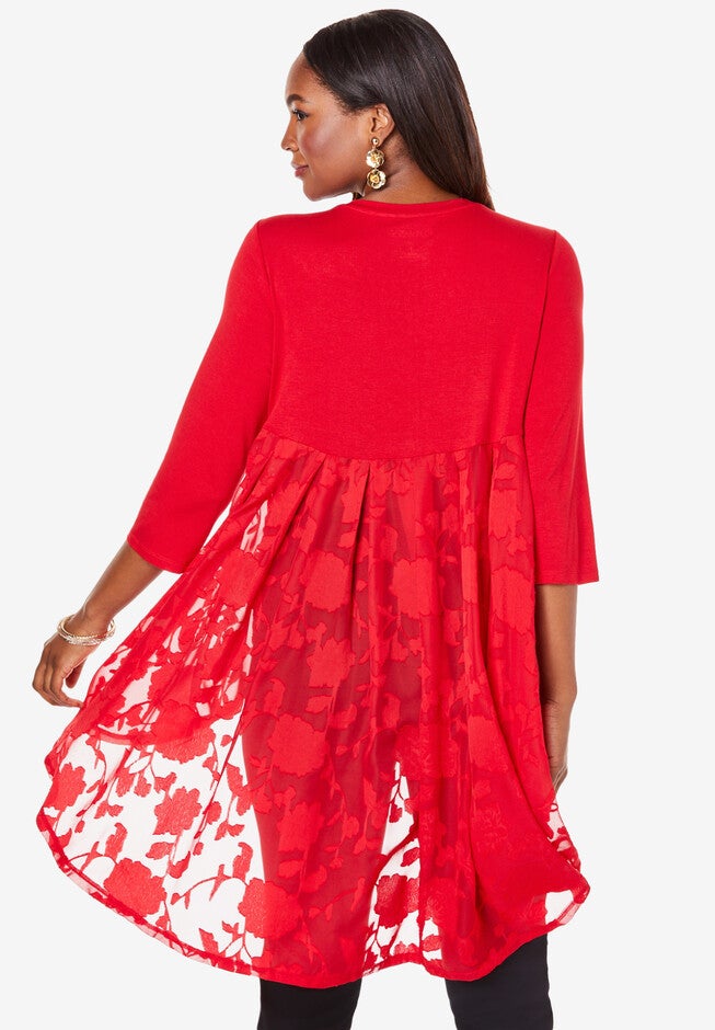 Three-Quarter Georgette-Back Tunic, , on-hover image number 1