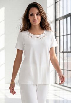Plus Size Eyelet Cutout Tee