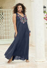 Embroidered Sleeveless Crinkle Dress, , alternate image number null