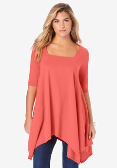 Square Neck Handkerchief Hem Ultimate Tunic