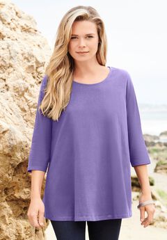 Plus Size Three Quarter Sleeve Tunics