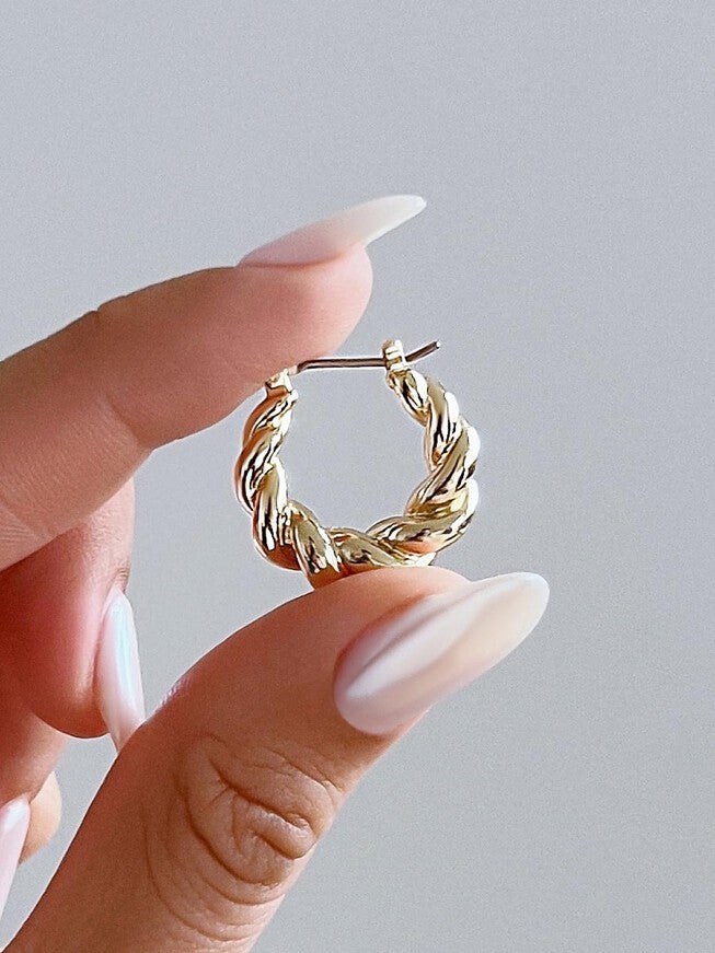 Paris Twisted Hoop Earrings, GOLD, alternate image number 2
