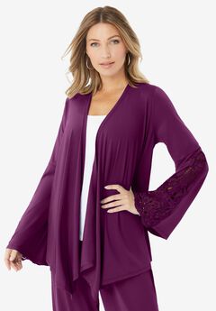 Lace Trimmed Ultrasmooth® Fabric Cardigan