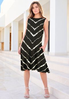 Plus Size Stretch Knit Two-Pocket Swing Tank Dress