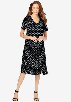 Ultrasmooth® V Neck Swing Dress