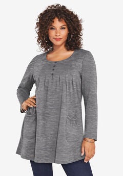 Long Sleeve Two Pocket Soft Knit Tunic