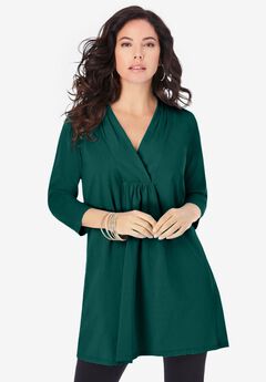 V Neck Shirred Ultimate Tunic