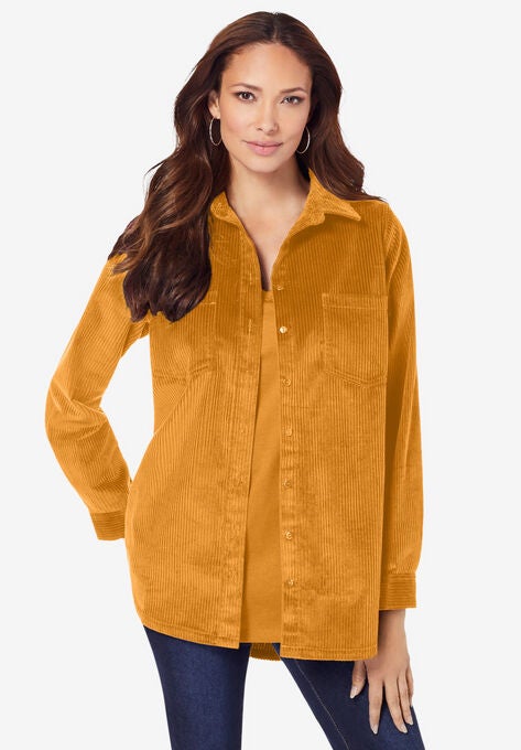 Corduroy Big Shirt, RICH GOLD, hi-res image number null