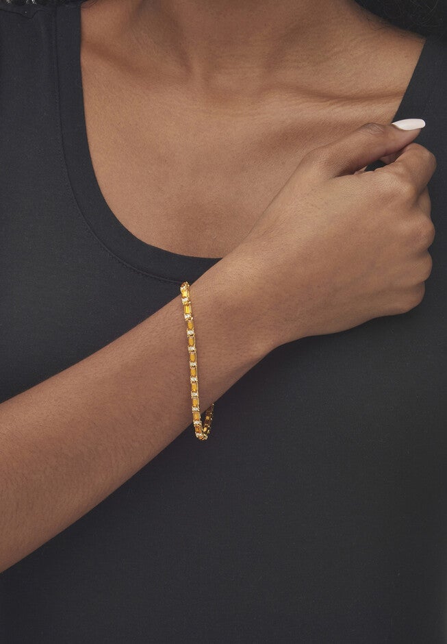 Birthstone Gold-Plated Tennis Bracelet, , alternate image number 2