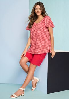 Embroidered Ruffle Blouse