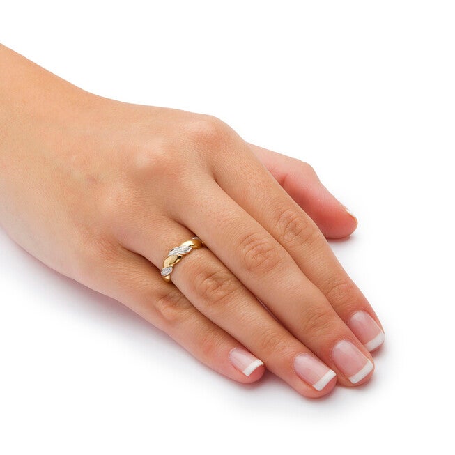 Diamond Accent Ribbon Twist Ring in 10k Yellow Gold, WHITE, alternate image number 2
