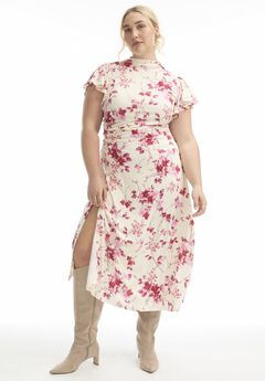 Gathered Front Midi Dress