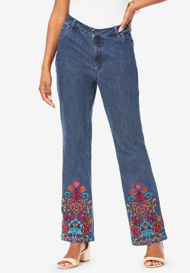 Embroidered Bootcut Jean, MULTI EMBROIDERED FILIGREE, hi-res image number null