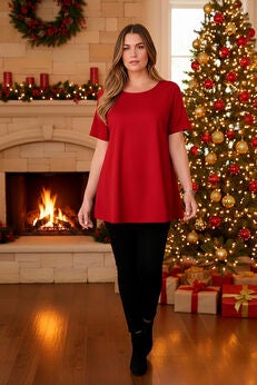 Plus Size Cotton Ultimate Swing Tee with Keyhole Back