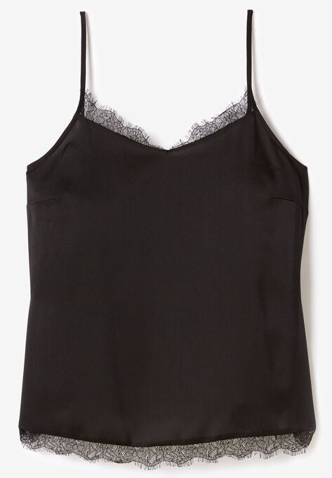 Lace-Trim Satin Cami, , alternate image number null