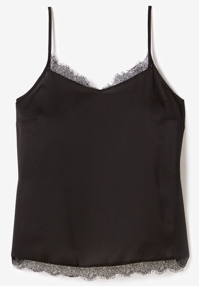 Lace-Trim Satin Cami, , alternate image number 5