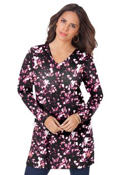 Plus Size Cotton Ultimate Long Sleeve V-Neck Tunic