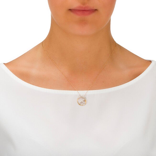 Diamond Accent Solid 10k Yellow Gold Double Heart Pendant Necklace 18 inches, WHITE, alternate image number 2