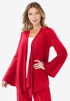 Lace Trimmed Ultrasmooth® Fabric Cardigan